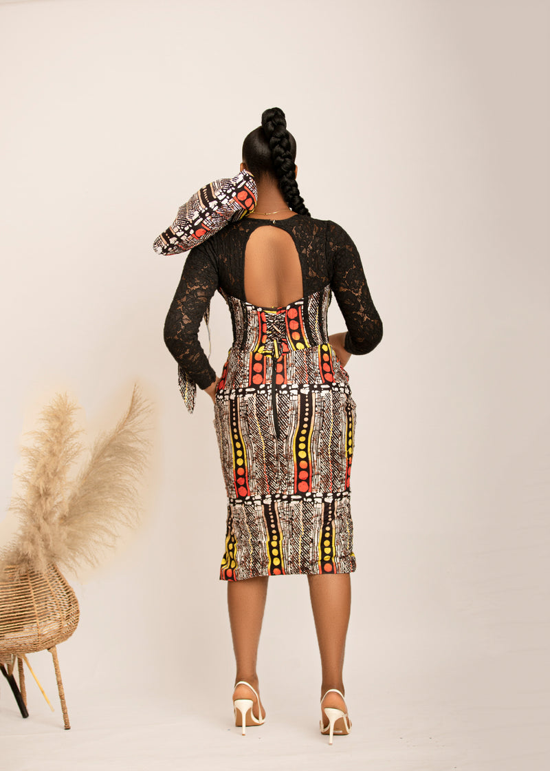 MAKENA AFRICAN PRINT CORSET DRESS