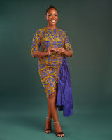 Mendilyn African Print Clash Assymetric Midaxi dress