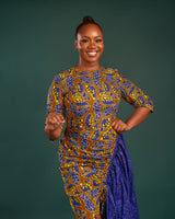 Mendilyn African Print Clash Assymetric Midaxi dress