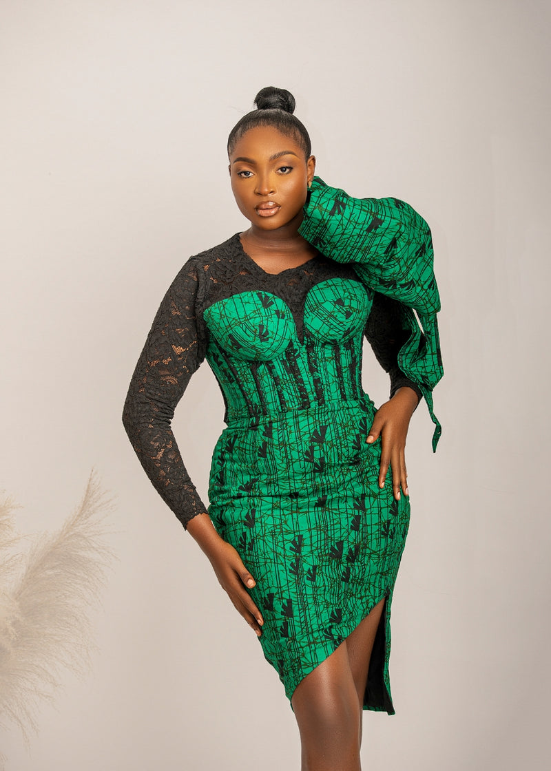 GRACIE AFRICAN PRINT CORSET DRESS